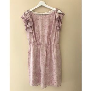 Ann Taylor Loft Purple White Dotted Ruffle Dress